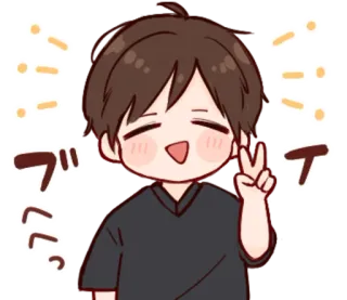 🎭 25e40d1a ブッ dessin animé, animé, autocollant, garçon, signe de paix whatsapp sticker