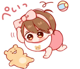 🎭 5faf334f ぺいっ 아기, 귀여운, 만화, 테디 베어, 분홍색 telegram sticker