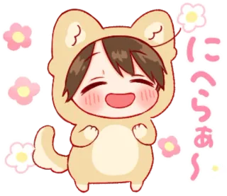 🎭 6177a7de にべらぁ〜 귀여운, 애니메이션, 동물, 캐릭터, 일본 telegram sticker