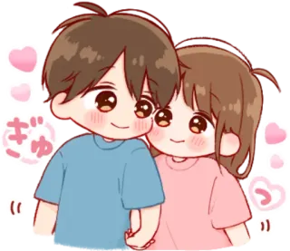 🎭 a51249f0 ぎゅ 귀여운, 커플, 카와이, 포옹, 애니, 만화 telegram sticker