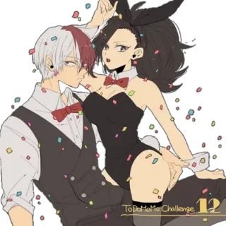 💕 a40e1067 ToDoMomo CHALLENGE anime, bunny girl, confetti, fan art, cute, couple telegram sticker