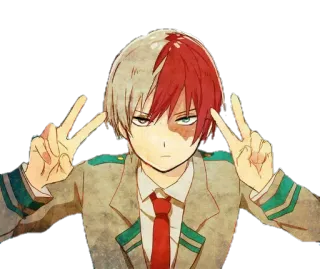 ✌️ ca14da5a Shoto Todoroki My Hero Academia anime, Shoto Todoroki, My Hero Academia, peace sign, fan art telegram sticker