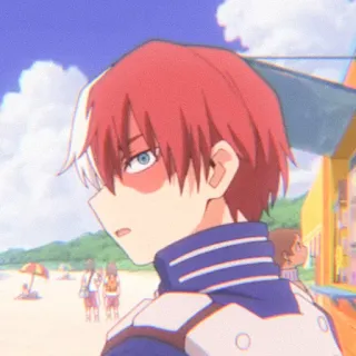 🌷 6fcfc0d7 Shoto Todoroki My Hero Academia Anime, Shoto Todoroki, My Hero Academia, Plage, Personnage, cheveux roux, yeux bleus telegram sticker