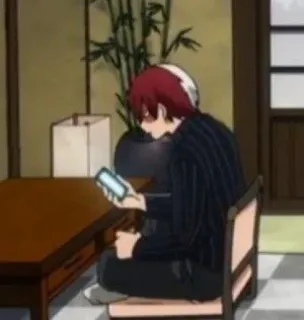 ❄️ 6c624439 Shoto Todoroki My Hero Academia Anime, Shoto Todoroki, My Hero Academia, Personaggio, seduto, Telefono whatsapp sticker