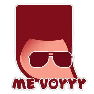 👻 396e9c26 ME VOYYY ผู้ชาย, แว่นกันแดด, การ์ตูน, สีแดง telegram sticker