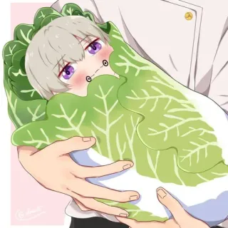 🍬 4adf454f anime, cabbage, baby, cute, illustration telegram sticker