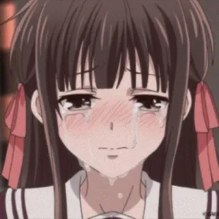 🦋 1755099c Tohru Honda Fruits Basket anime, chorando, triste, lágrimas, emocional, Tohru Honda telegram sticker