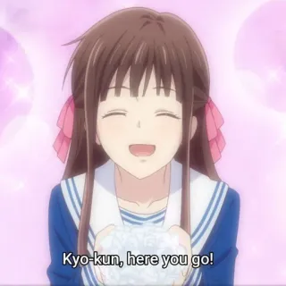 🦋 2df703a7 Kyo-kun, here you go! Anime, Garota, Oferecendo, Alegre, Feliz telegram sticker