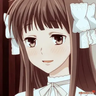 🦋 5a990d11 Tohru Honda Fruits Basket anime, desenho animado, mangá, garota, sorrindo, fofa telegram sticker