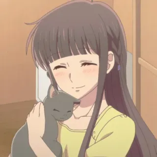 🦋 6198bce9 Tohru Honda Fruits Basket Anime, Gato, Garota, Desenho animado, Fofo, Sorrindo telegram sticker