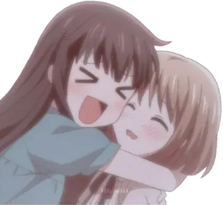 😂 6a632867 애니메이션, 포옹, 친구, 행복, 귀여운, 카와이 telegram sticker