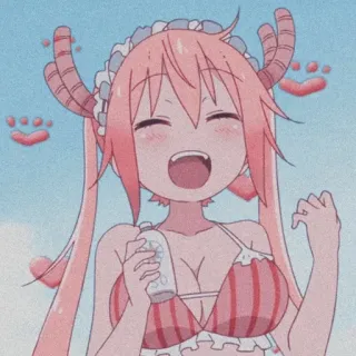 🐉 d12ca190 Tohru Miss Kobayashi's Dragon Maid アニメ, ドラゴン, かわいい, ピンク, カワイイ, 笑顔, トール telegram sticker