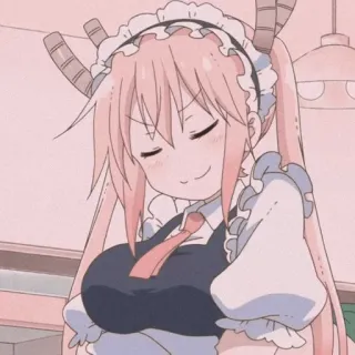 🐉 dc26bbae Tohru Miss Kobayashi's Dragon Maid アニメ, ドラゴン, メイド, 可愛い, ピンク髪 telegram sticker