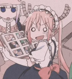 🐉 f588fc6e アニメ, メイド, ショック, 可愛い, 面白い, ドラゴン, キャラクター, カンナ telegram sticker