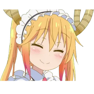 ☺️ e6113221 Tohru Miss Kobayashi's Dragon Maid Anime, Dragão, Maid, Kawaii, Fofo, Alegre, Tohru telegram sticker