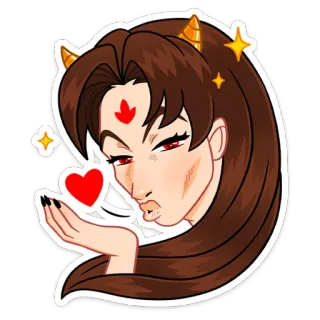 😘 78d8e4a7 desenho animado, mulher, coração, beijo, demônio, chifres whatsapp sticker