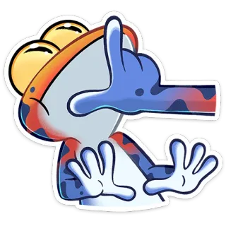 🤫 09a90d40 perdant, geste de la main, grenouille cartoon, animé whatsapp sticker