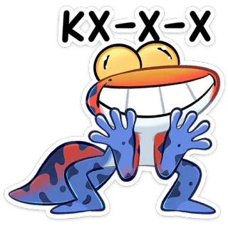 🤩 8394c7b6 KX-X-X grenouille cartoon, drôle, animal, autocollant, joyeux, animé whatsapp sticker