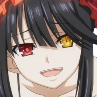 😃 88b75233 Kurumi Tokisaki Date A Live anime, cô gái, mắt đỏ, mắt vàng, cười telegram sticker