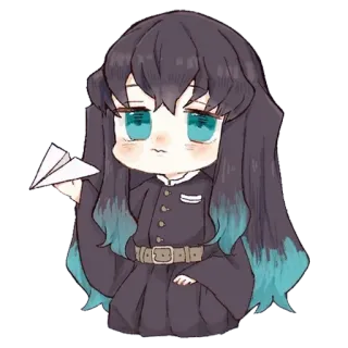 🌀 eb819879 Muichiro Tokito Demon Slayer อนิเมะ, มังงะ, จิบิ, เครื่องบินกระดาษ, ดาบพิฆาตอสูร telegram sticker