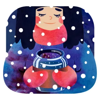 😌 7a8c3b86 冬天, 雪, 罐子, 星星, 魔法, 插画, 可爱 telegram sticker
