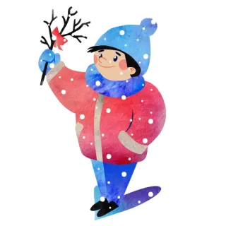 😍 f0f50eb8 冬天, 雪, 孩子, 水彩, 季节性, 男孩, 寒冷, 帽子 telegram sticker