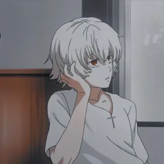 🪦 28921c12 アニメ, 少年, 白髪, ポートレート, 漫画 whatsapp sticker