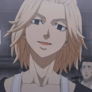 😏 935d2689 Mikey アニメ, マンガ, キャラクター, 金髪, 笑顔 telegram sticker