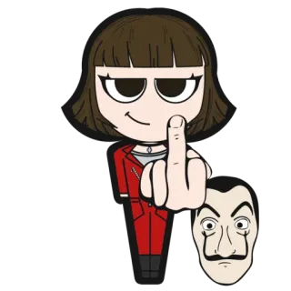 🖕 5905995f Money Heist 角色, 数字插画, 卡通, 粉丝作品 telegram sticker