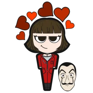 🥰 5dc5969f Tokyo Money Heist 纸钞屋, La Casa de Papel, 东京, Netflix, 爱心, 卡通人物 telegram sticker