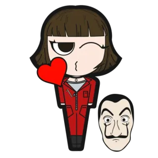 😘 c5e12e29 Tokyo Money Heist 东京, 纸钞屋, La Casa de Papel, Netflix, 角色, 卡通, 红色连身衣 telegram sticker