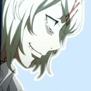 😋 1eef1f96 Anime, Postać, Uśmiechnięty, Białe włosy, Animacja, Kreskówka telegram sticker