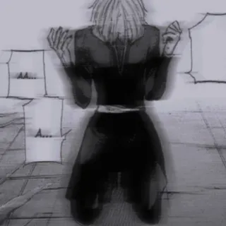 🖤 48a072b9 AA... A... Anime, Manga, Weinend, Traurig, Kniend, Monochrom whatsapp sticker