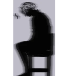 🖤 bc7ad7d2 traurig, Anime, Stuhl, allein, dunkel, Silhouette whatsapp sticker