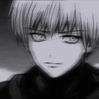 🖤 c89b8813 Anime, Manga, Porträt, Schwarzweiß, Ernst whatsapp sticker