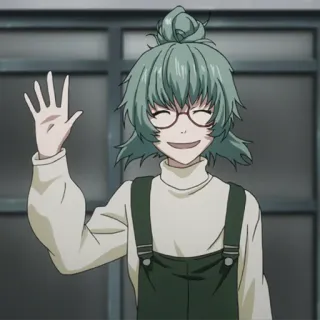 ✋ 7e1ebd7a Anime, Personage, Zwaaien, Glimlach telegram sticker