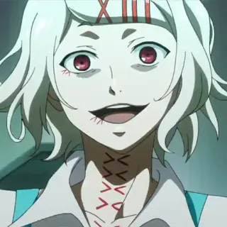 🤩 f071d589 Juuzou Suzuya Tokyo Ghoul Anime, Manga, Juuzou Suzuya, Tokyo Ghoul, Karakter, Lachend, Wit haar telegram sticker