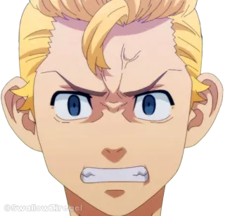 😡 b06b0a9b @SwallowZiregei Anime, Bravo, Loiro, Rosto, Personagem telegram sticker