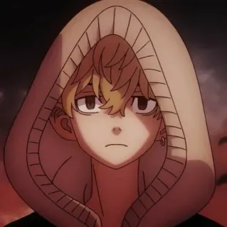 😕 2496292e Anime, Kapuzenpulli, blonde Haare, ernst, männlich whatsapp sticker