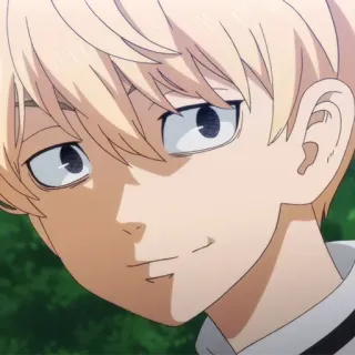 🙂 477ce65c Anime, Junge, blonde Haare, Lächeln, Cartoon whatsapp sticker