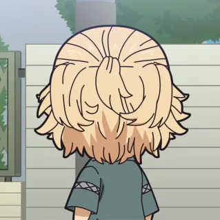 ⚜ 5b19b25f อนิเมะ, มังงะ, ผมสีบลอนด์, มองจากด้านหลัง, การ์ตูน telegram sticker