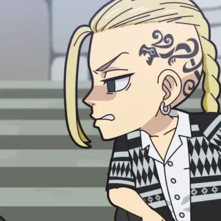 ⚜ c2b7108d Ken Ryuguji Tokyo Revengers อนิเมะ, โตเกียว รีเวนเจอร์ส, เคน ริวกูจิ, ดราเคน, ตัวละคร, ผมบลอนด์, รอยสัก telegram sticker