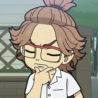 ⚜ c9cfcda6 คิด, ไตร่ตรอง, การ์ตูน, ตัวละคร, แว่นตา telegram sticker