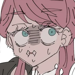 😰 11fc83b3 애니메이션 여자, 표정, 충격, 만화, 홍조, 땀 telegram sticker