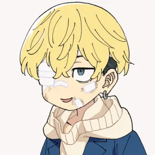 😐 30a44036 애니메이션, 캐릭터, 만화, 금발, 안대, 만화, 남성, 부상 telegram sticker