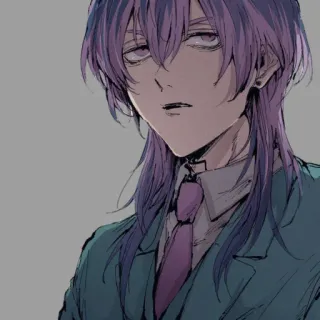 😐 9bb1fd50 애니메이션, 만화, 보라색 머리, 정장, 캐릭터, 일러스트 telegram sticker
