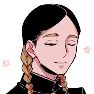 ☺️ bceac847 인물사진, 차분한, 소녀, 애니메이션, 땋은 머리, 일러스트 telegram sticker