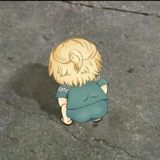 😒 ea56ad34 만화, 어린이, 뒷모습, 애니메이션, 웅크린, 앉아있는 telegram sticker