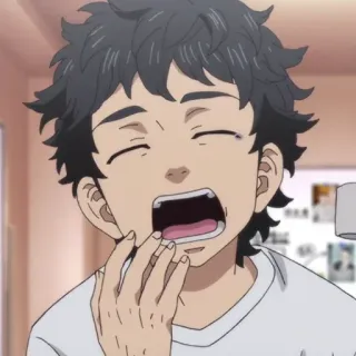 🥱 4342d402 anime, ngáp, đàn ông, buồn ngủ, buổi sáng, nhân vật whatsapp sticker