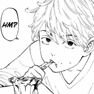 🤤 d603e51c HM? essen, snack, frage, manga, cartoon telegram sticker